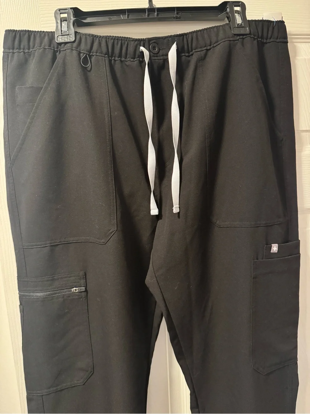 Figs Men's Black Cairo Scrub Pants with Gray Drawstring